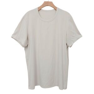 Lululemon T-Shirt Mens XL Beige Casual Short Sleeve Soft Crew Neck Athletic